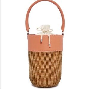 Kayu Lucie Bucket Wicker Tote Blush Natural Woven Basket Boho New Without Tags
